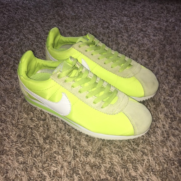 nike cortez neon green